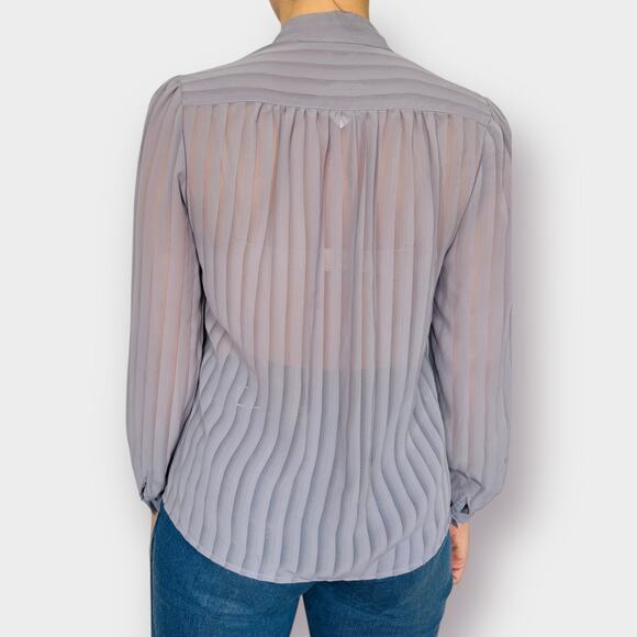 Vintage 80s‎ Gray Stripe Blouse - Picture 6 of 7